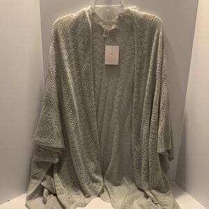 LC Lauren Conrad Light Gray Open Knit Poncho